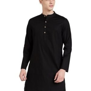 Men's 100% Cotton Solid Long Length Casual Kurta