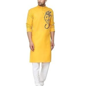 Men's Cotton Blend Printed Straight Kurta only