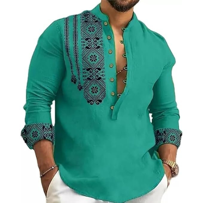 Men's Cotton Full Sleeve Casual Short Kurta