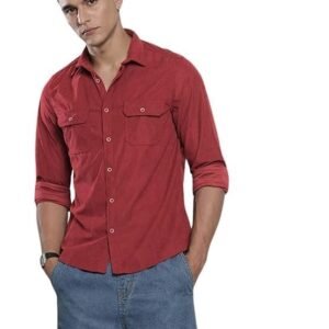 Men Regular Fit Solid Full Sleeves Cutaway Collar Casual Shirt