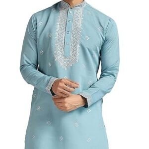 Men's Embroidered Silk Kurta