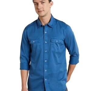 Symbol Premium Men's Casual Washed Cotton Twill Shirt (Regular Fit)