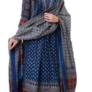 Women's Rayon Printed Anarkali Kurta and Pant with Dupatta Set