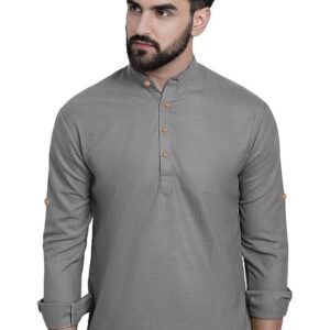 Men Pure Cotton Slim Fit Full Sleeve Short Kurta