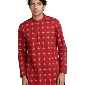 Symbol Men's 100% Cotton Mid Length Casual Kurta