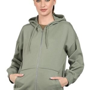 Clothing Cotton Blend Oversize Zipper Women's Hooded Neck Sweatshirt