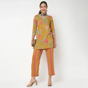 Floral Print Mid Length Kurta