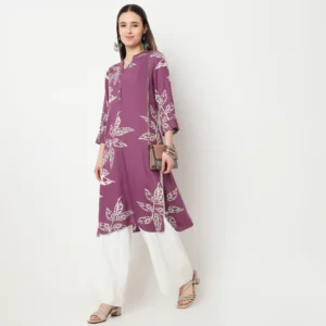 Half Placket Printed Long Kurta