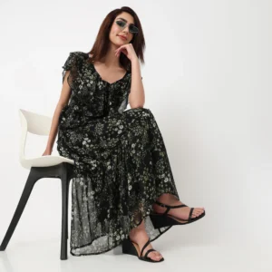 Floral Calf Length Dress